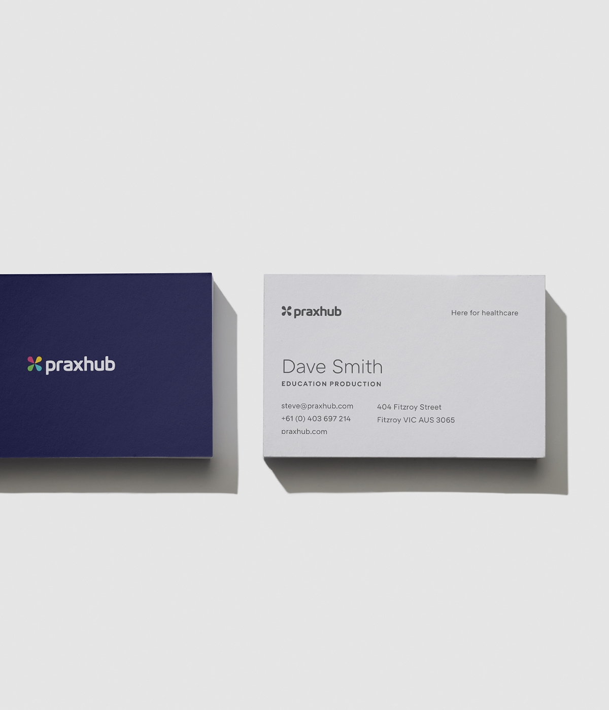Praxhub - Printed Business Card - Brand Strategy - Here for Healthcare | Atollon - a design company