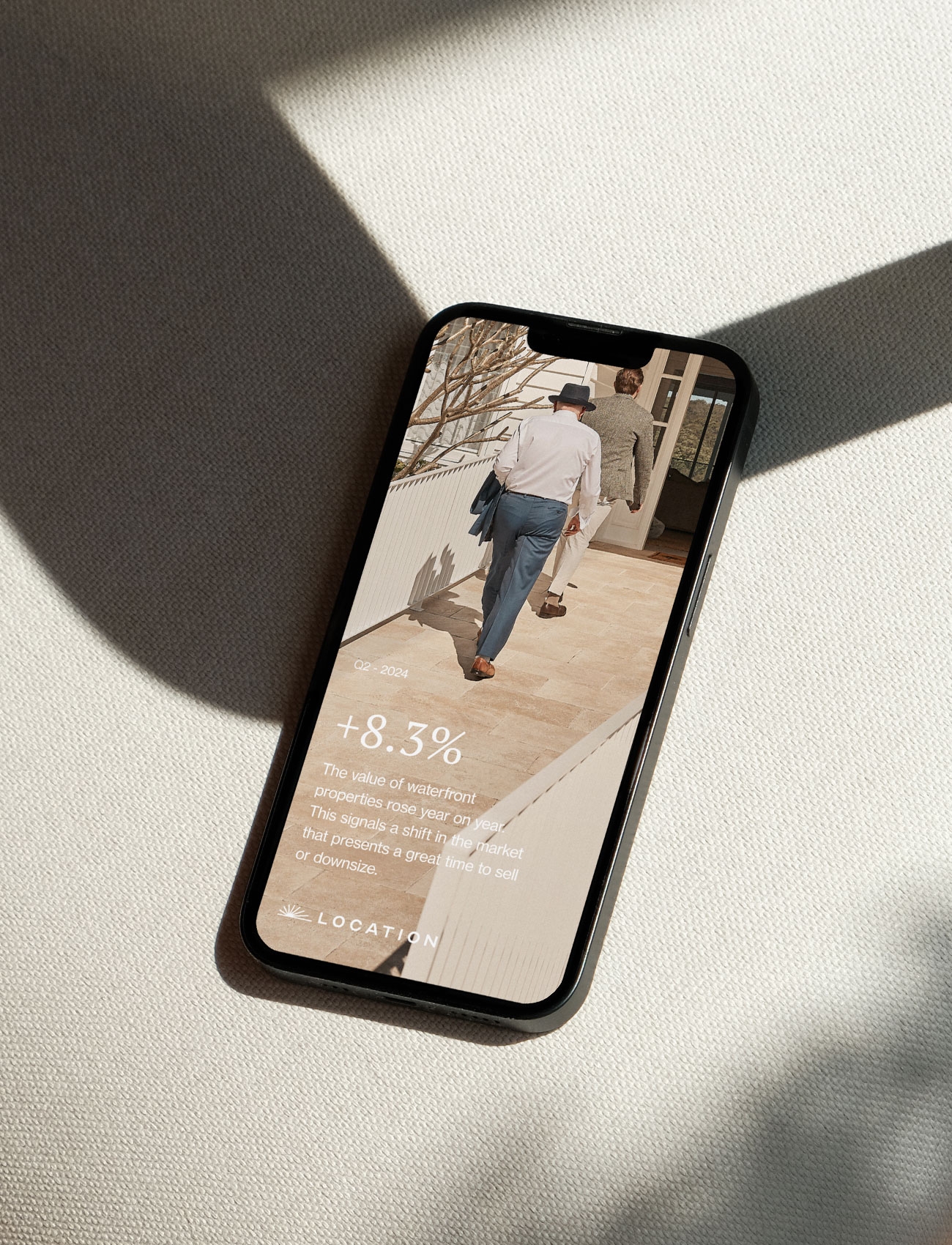 Location market update displayed on a mobile phone screen