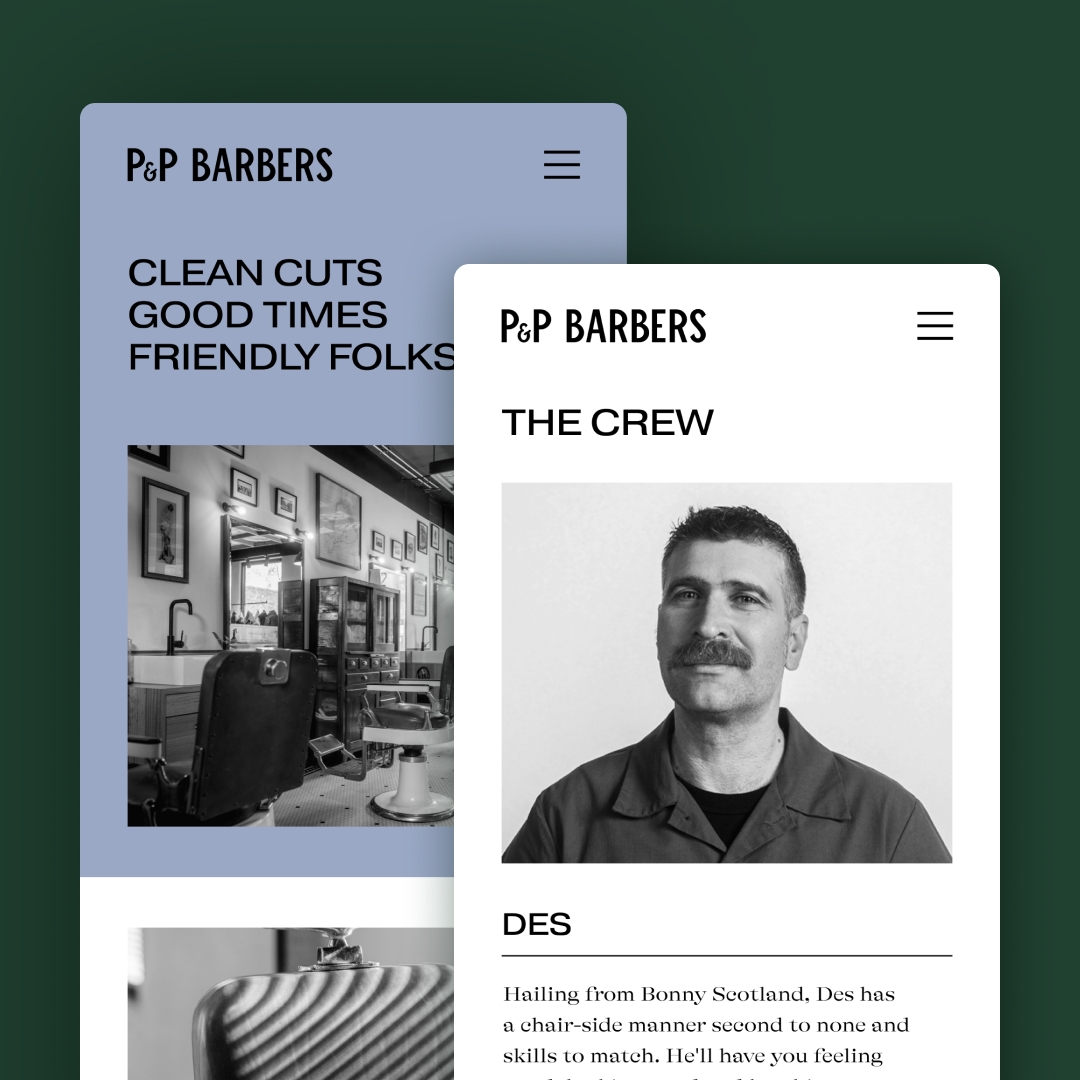 PP Barbers - Brand and Website - Barber Website UX | Atollon - a design company