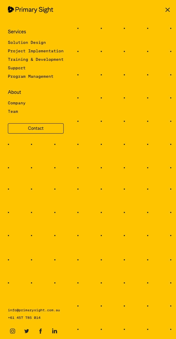 Primary Sight - Brand and Website - Mobile menu dot pattern | Atollon - a design company